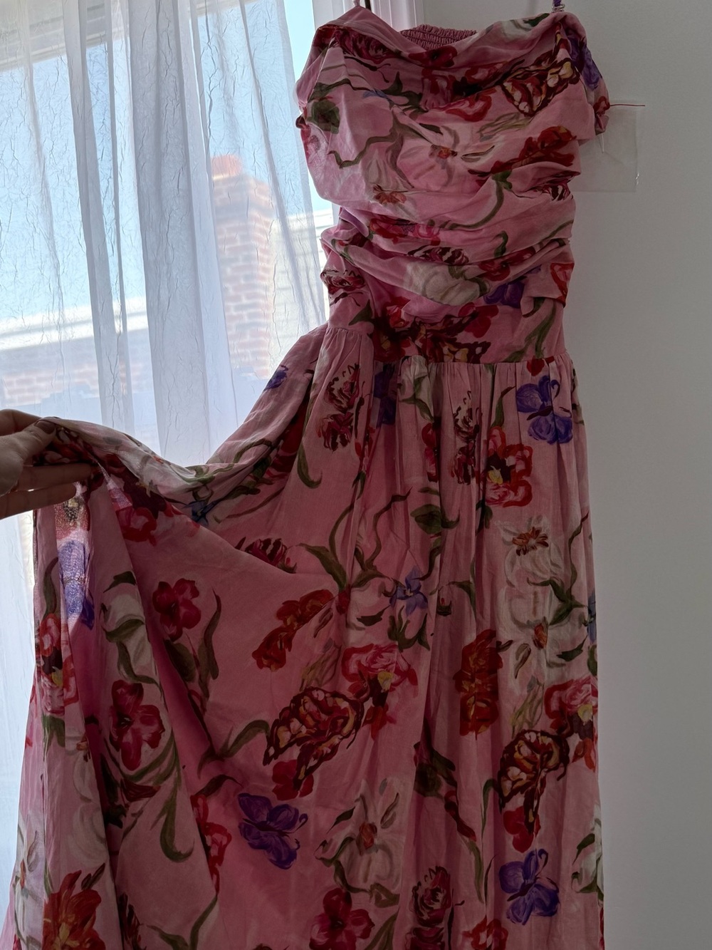 En Saison Pink Floral Strapless Maxi Dress